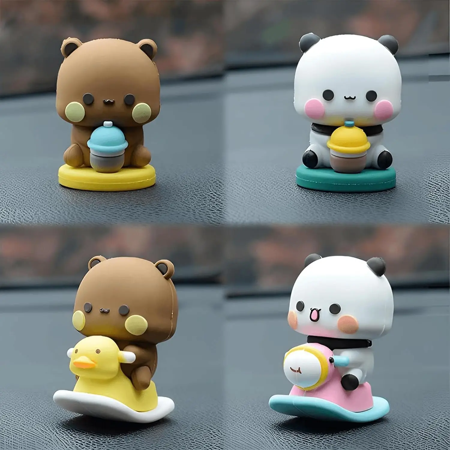 2 Pièces Figurine Bubu Dudu Panda Bobblehead - Décoration Voiture Intérieur, Bureau Et Chambre