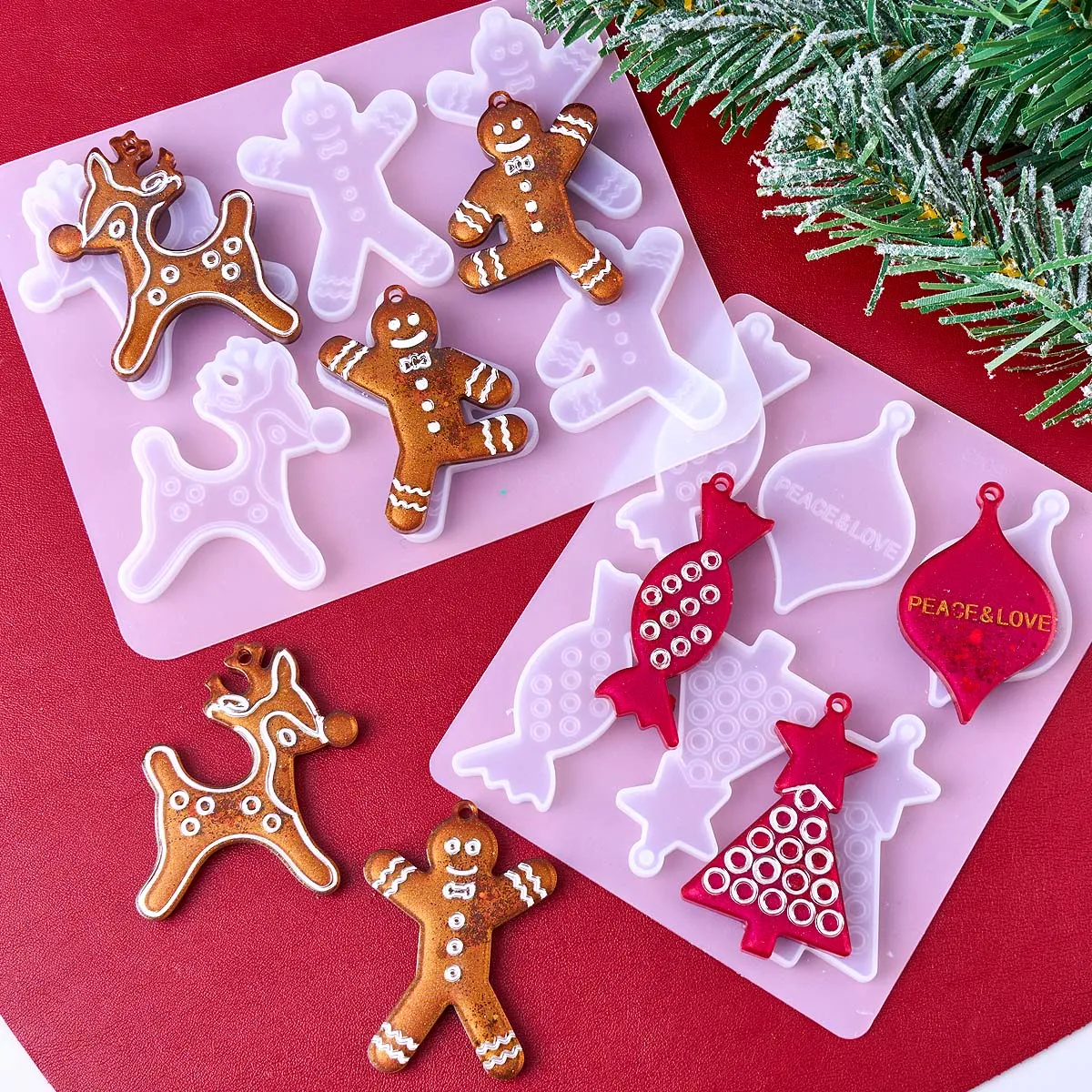 Christmas Series Earrings Pendant Silicone Mold DIY Gingerbread Man Elk Snowflake Jewelry Keychain Molds Epoxy Resin Craft Makin