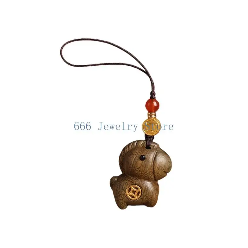 F2TD Chinese Zodiacal Inspired Natural Horse Keychain Pendant For Daily Use Symbolizing Courage Portable Ornament