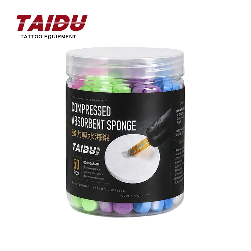 TAIDU Absorbent Face Round Cleansing Sponge For Tattoo Needle Dry Super Compressed Facial Sponge Makeup Removal Sponge Pad