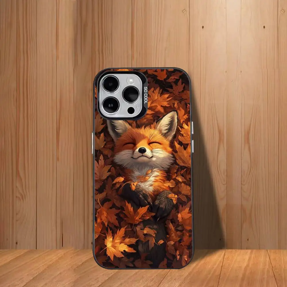 Cute A-Animal F-Fox Phone Case For iPhone 17,16,15,14,13,12,11,Mini,Pro,SE,MAX White Matte Shockproof Cover