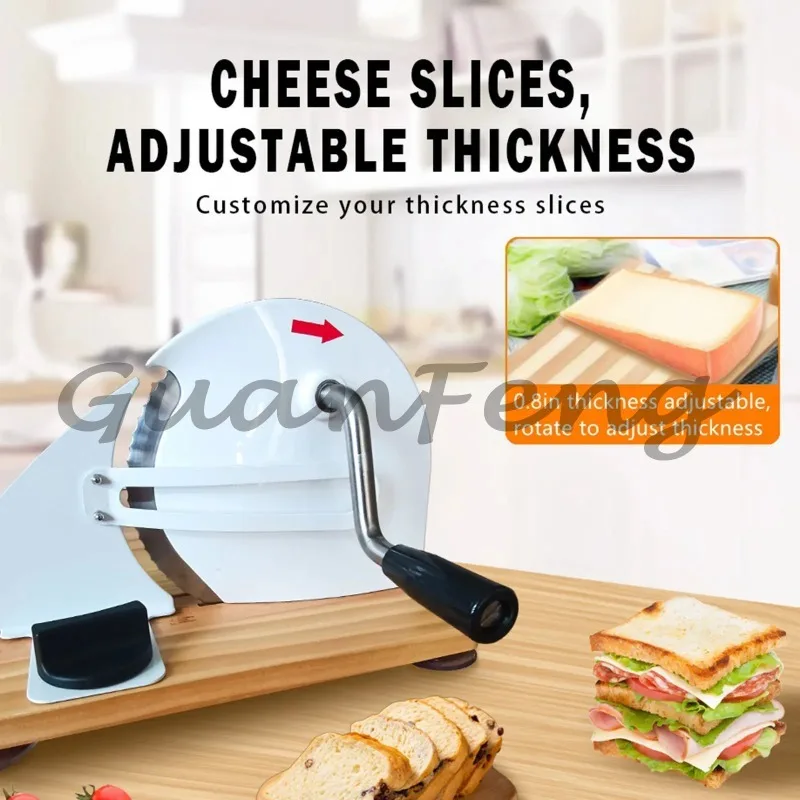Adjustable Thickness Hand‑Crank Bread Slicer Even‑Cut Toast Cutter Home Commercial Use