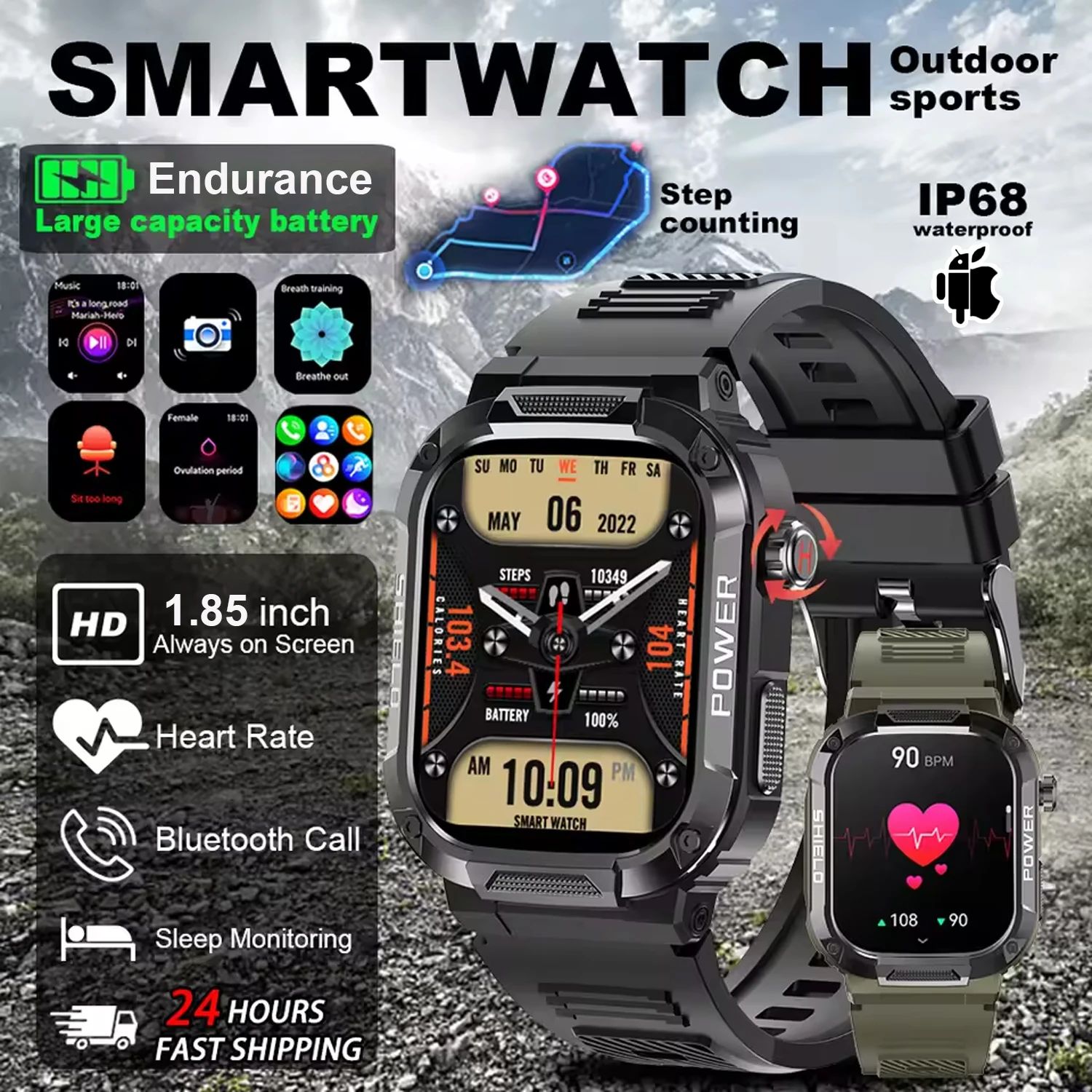 

2025 Military Smart Watch Men GPS Tracker Bluetooth Call Fitness Waterproof Sport Smartwatch for Women Xiaomi Huawei Android IOS