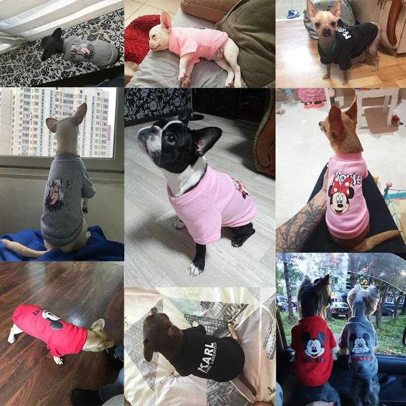 Disney New Pet Dogs Clothes Minnie Pattern Dogs Pullover French Bulldog For Puppy Small Medium Dogs Sweatshirt Chihuahua Perro