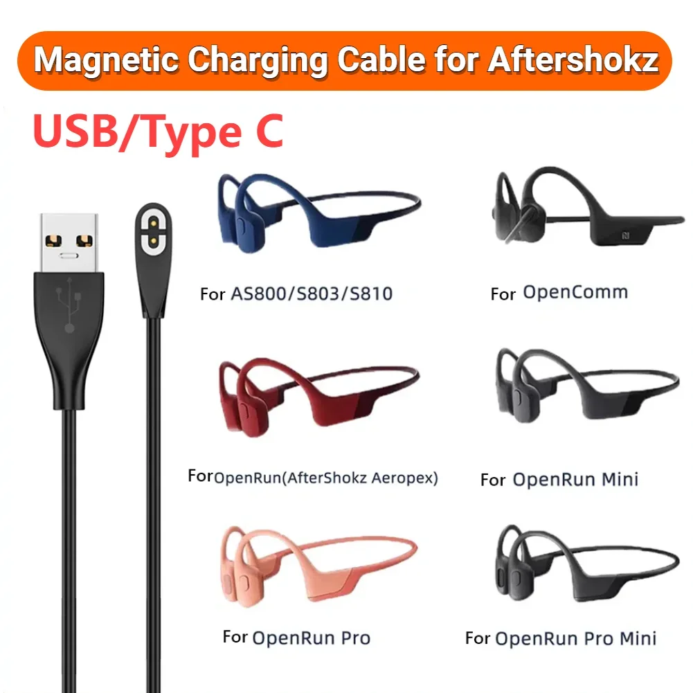 Magnetic Charging Cable USB /Type-C Charger Cable Replacement Charging Cable for Aftershokz Aeropex AS800/Shokz OpenRun Pro