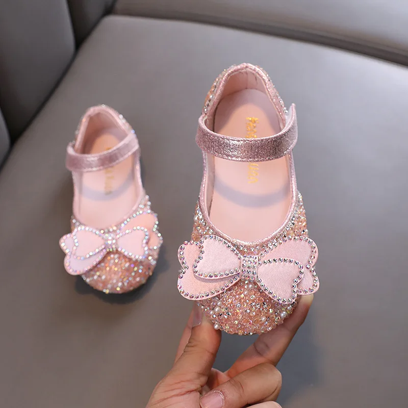 Ainyfu Kinder Lederschuhe Herbst Mädchen Strass Bogen Prinzessin Schuhe Kinder Glitzer Hochzeits feier Schuhe j56