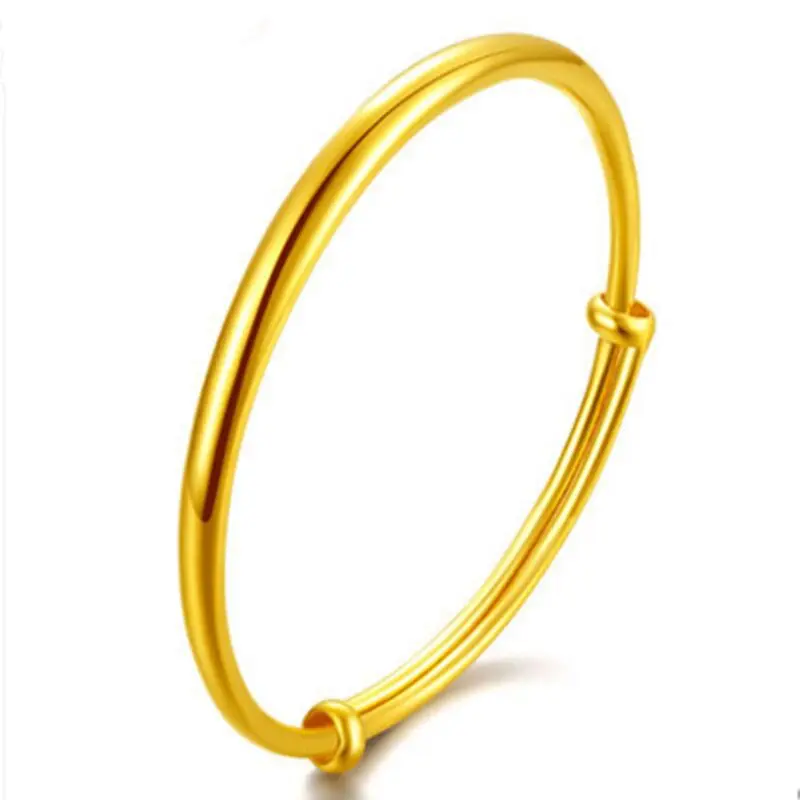 Fashion Metal Matt Surface Open Imitate Gold Plated Simulation Round Matte Imitation Gold Jewelry Golden Color Bangle Bracelet