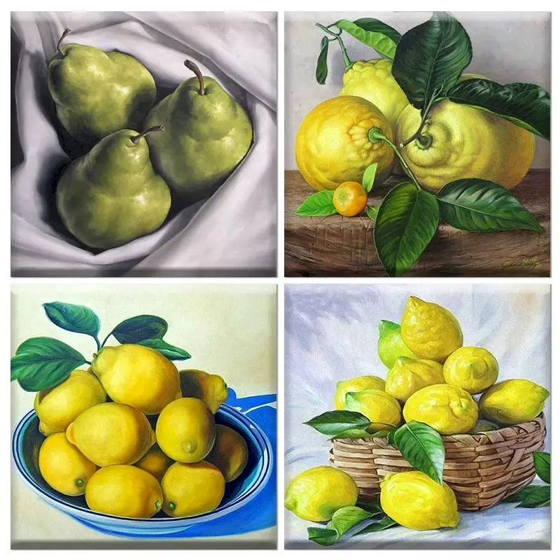 

CHENISTORY Diy Pictures By Number Lemon Fruit Kits Hand Painted Picture Gift Painting By Numbers Drawing On Canvas Home Decor