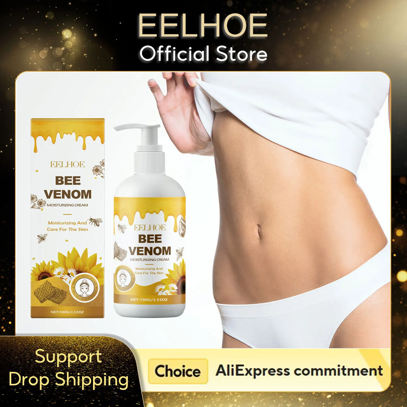 

EELHOE Bee Venom Smooth Body Cream Deeply Nourishing Brightening Skin Care Products Vitamin E Woman Body Cream Moisturizer 100g