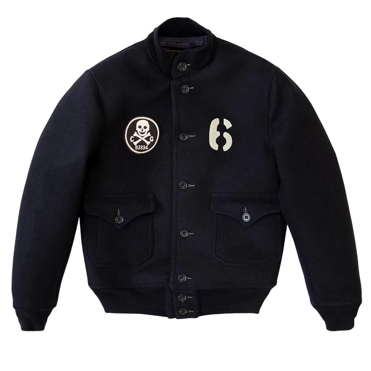 Red Tornado 100% Wool A-1 Bomber Jacket Mens Stand-Up Collar Baseball Outerwear Slim Fit