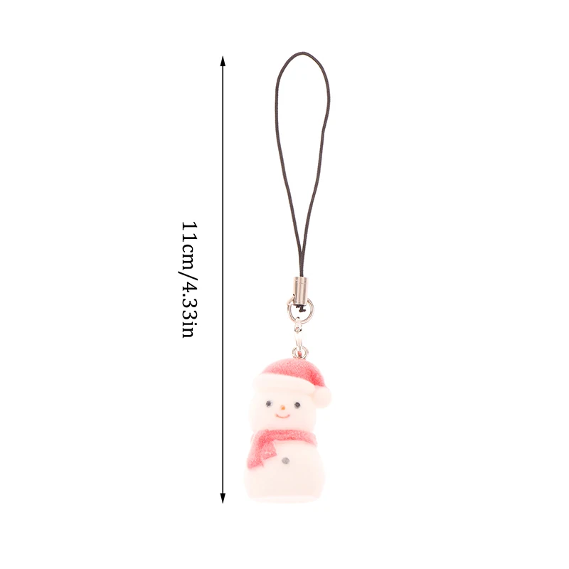 Flocking Christmas Key Chain Cute Snowman Phone Chain Pendant Earphone Case Anti-Lost Lanyard Bag Decor image 6