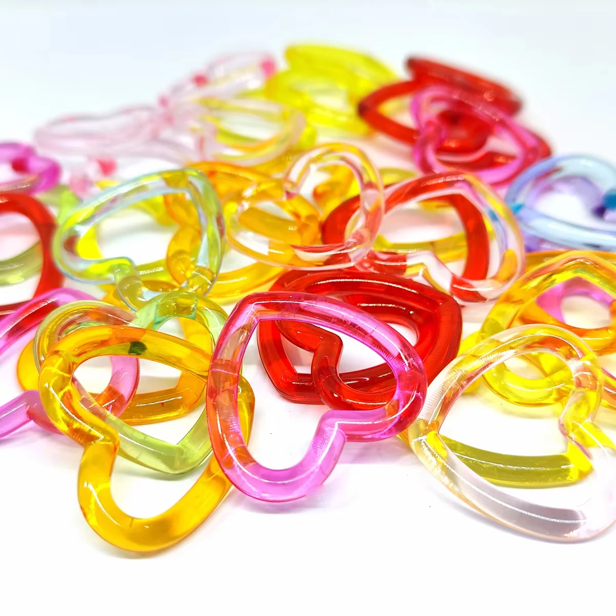 

20pcs acrylic mixed color 30mm hollow love hair beads make DIY hair accessories