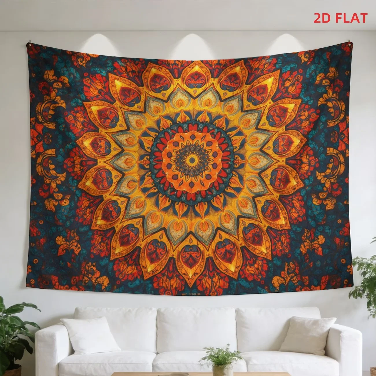 VIKAMA Psychedelischer Wandteppich, ethnisches Blumenmuster, Vintage-Ästhetik, Raumdekoration für Wohnzimmer, Yoga-Studio, Wohnheim