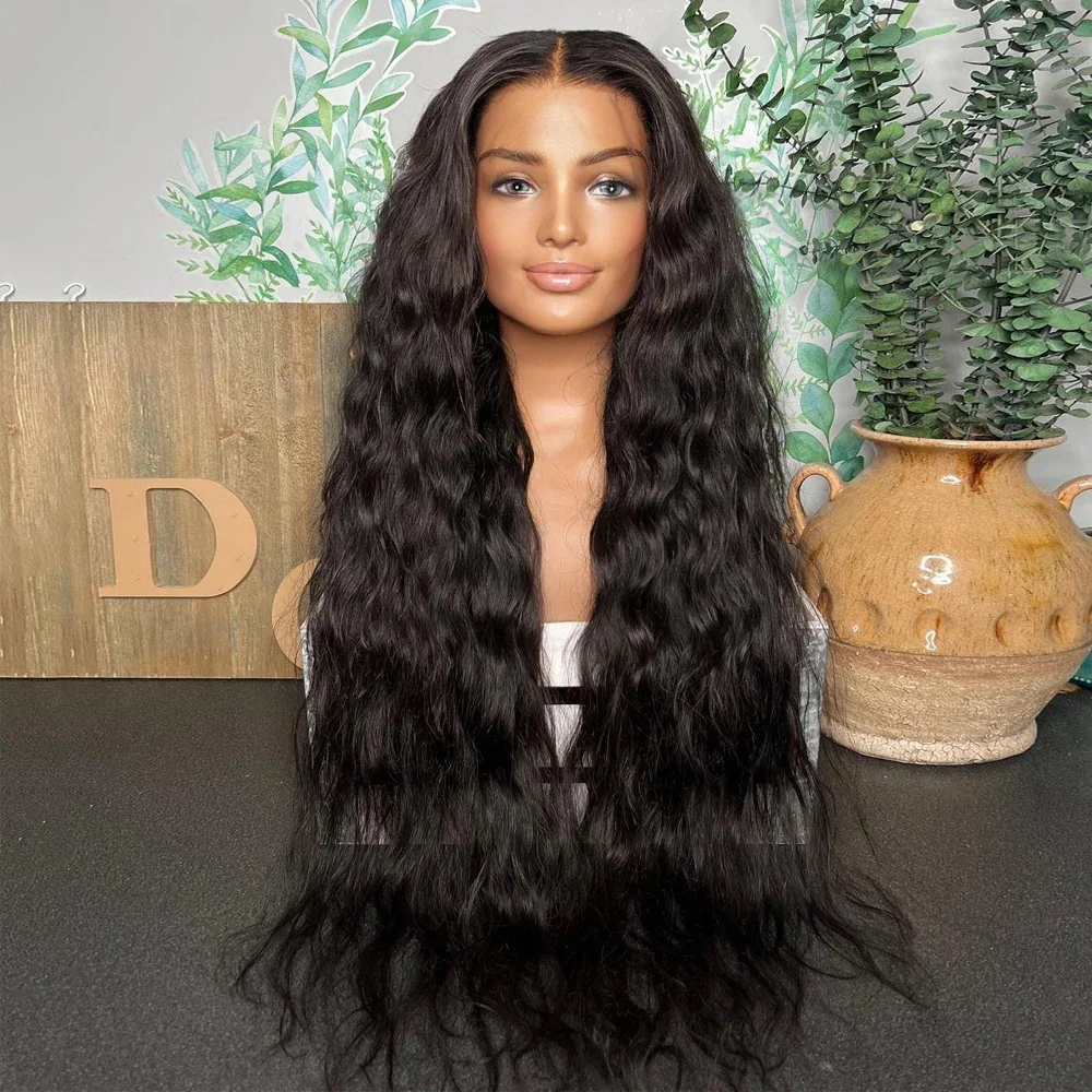 Sem cola 26 ''180 densidade onda natural preto 5x5 base de seda pré-selecionado cabelo humano judeu hd peruca de renda cabelo europeu