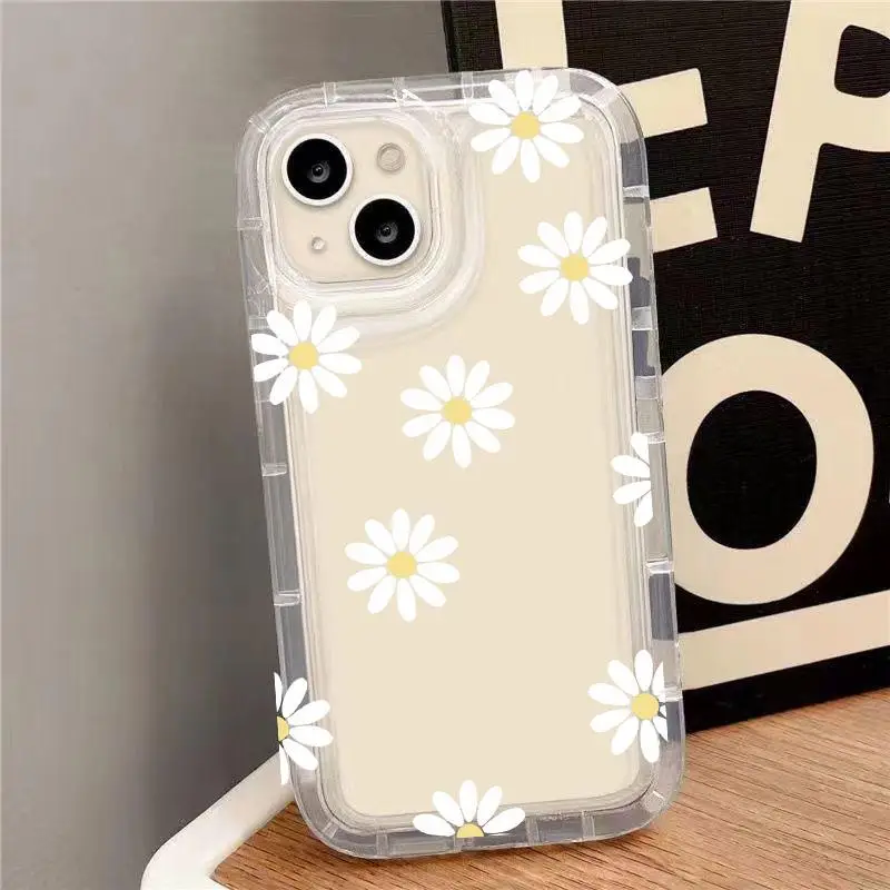 Daisy Flower Phone Case for Xiaomi Mi 11 Lite 5G NE 11T Pro POCO F4 X3 GT X4 NFC M3 M4 Pro Soft TPU Air Bag Shockproof Cover