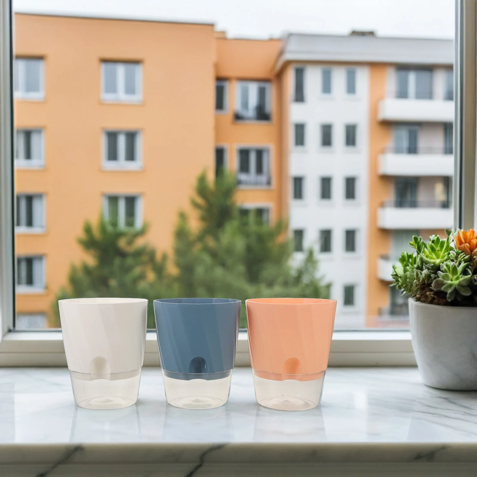 

3pcs Automatic Water Absorbent Flower Pot Self Watering Planter Clear Vase Indoor Desk Plant Pots Hydroponic Container
