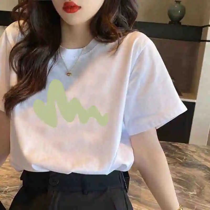 Short Sleeve T-shirt Women 2025 New Summer Cartoon Printed Round Neck Loose Top Korean Casual Versatile Couple Tees