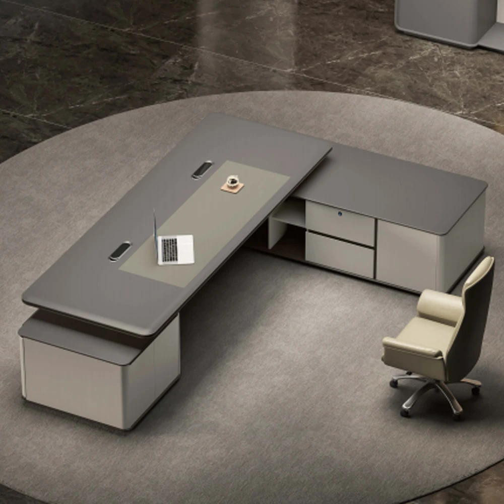 

Contemporary Solid Wood Home Office Desk with Modern Sleek Design Harmonious Colors and Materials Enhancing High-End Fashion