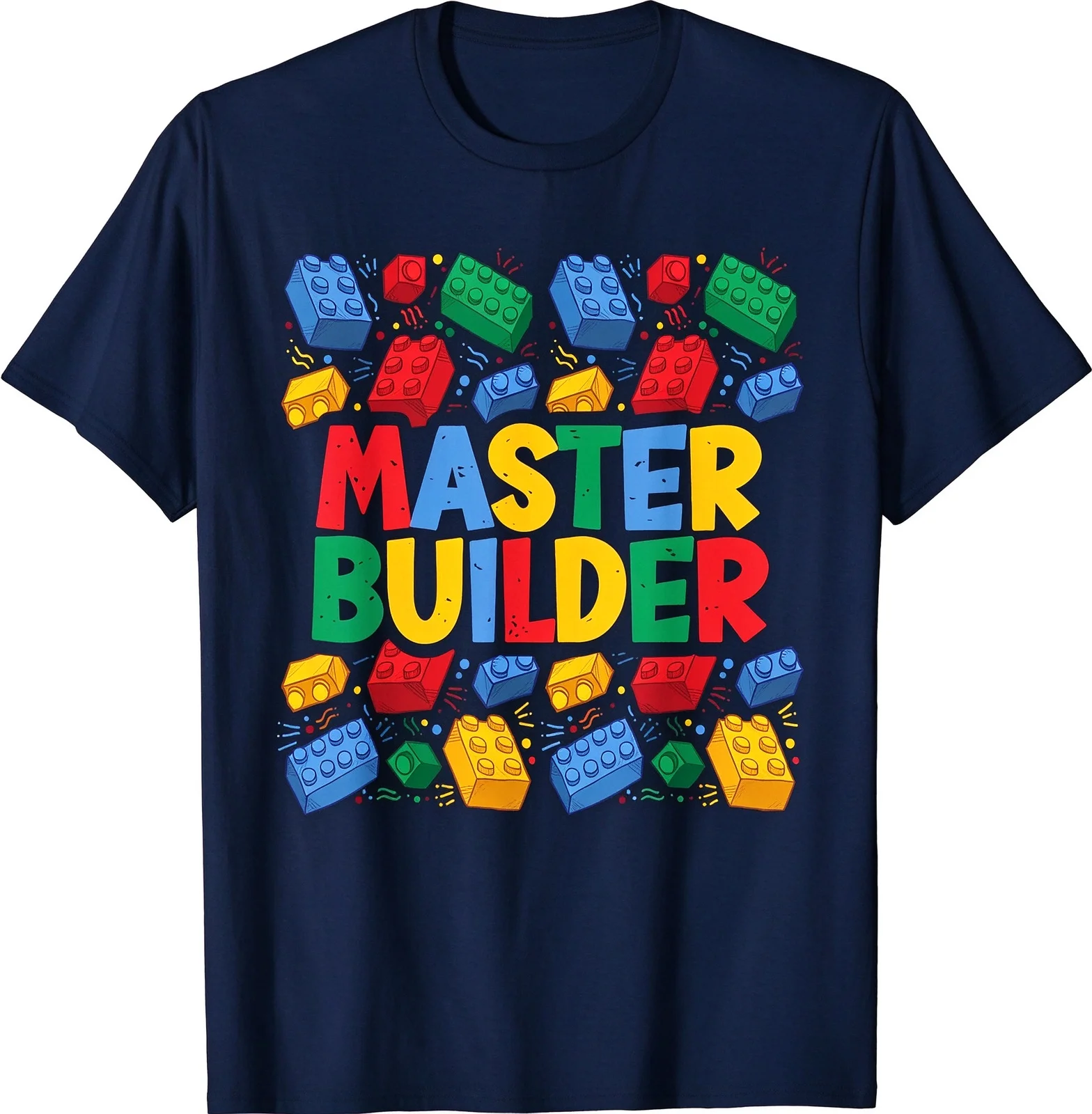 Colorful Building Blocks Graphic Unisex Tshirt Summer Short Sleeve Master Builder Toy Brick Casual Streetwear Tops for Men Women