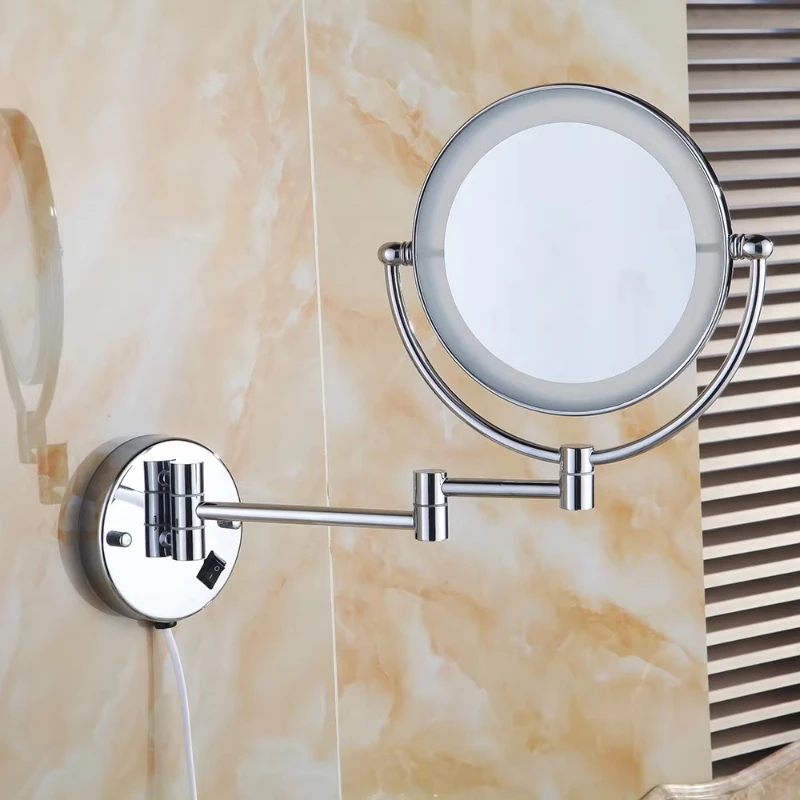 

8-светоизлучающий диод, настенное крепление, туалетное зеркало для отеля, ванной комнаты, увеличенное зеркало для макияжа с обеих сторон, личное использование