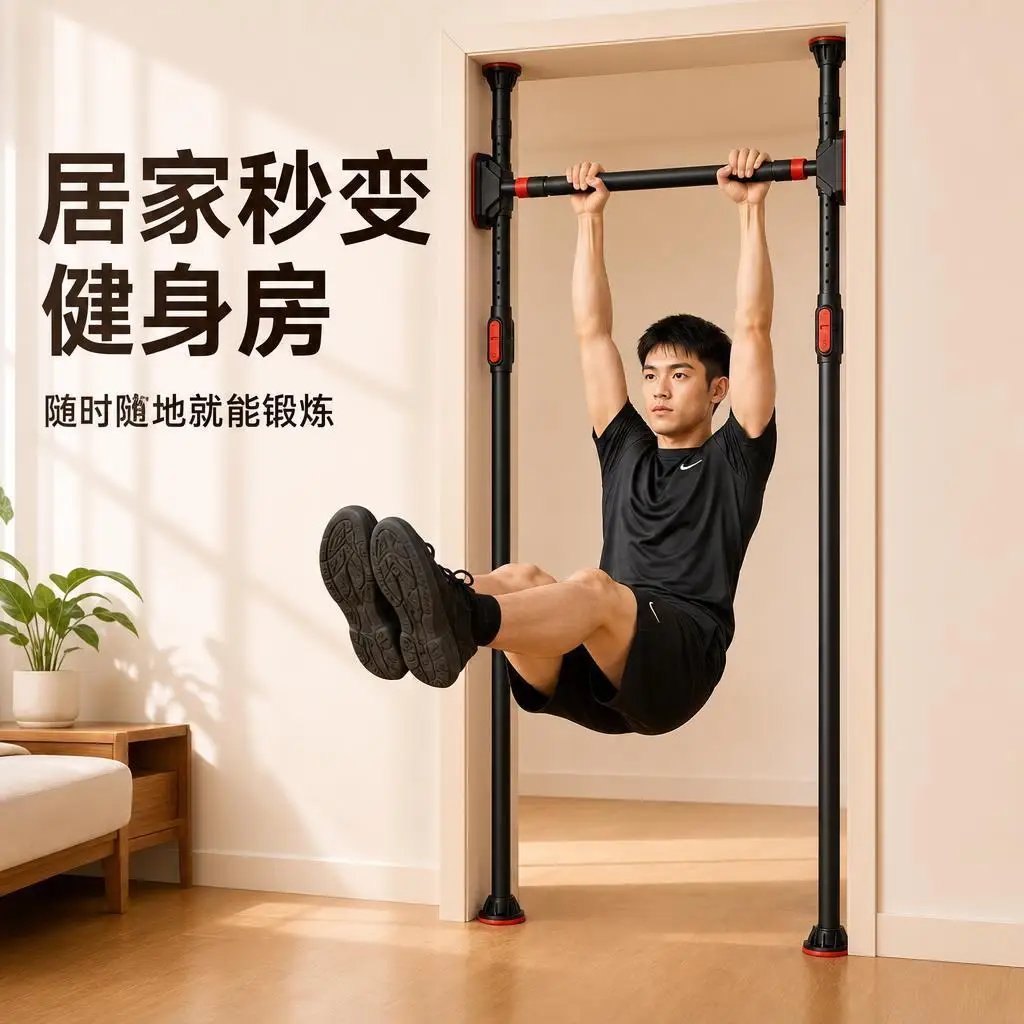 Adjustable Doorway Horizontal Bar,Sturdy Steel Anti-Slip Pull Up Bar,No Drilling Home Gym Upper Body Workout Equipment For