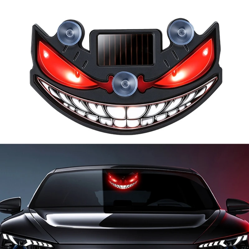 242A Window-Mounted LED Warning Light for Cars and SUVs, Solar Type-C Powered Rear Glass Accent with Suction Cups for Drivers