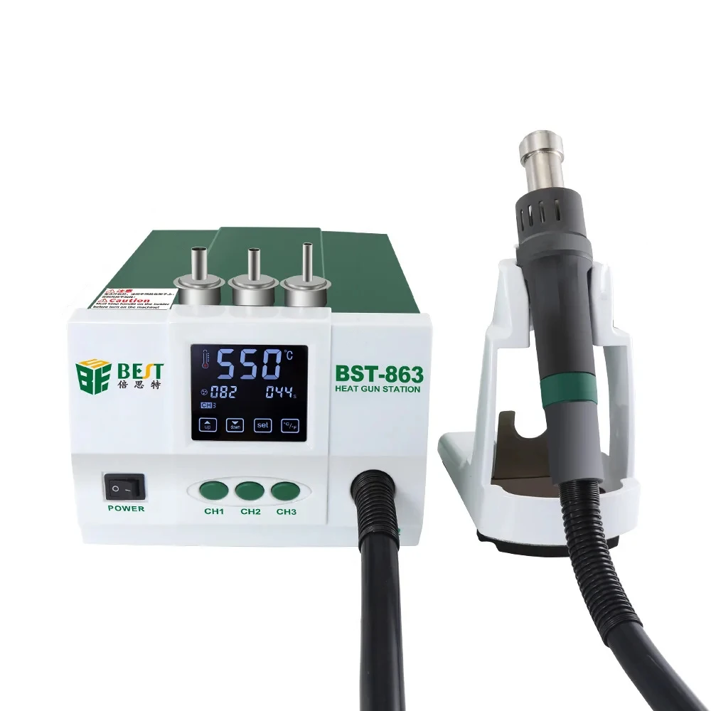 

BST-863 heat gun welding table 1200W digital display LCD touch temperature controller anti-static electric wind gun