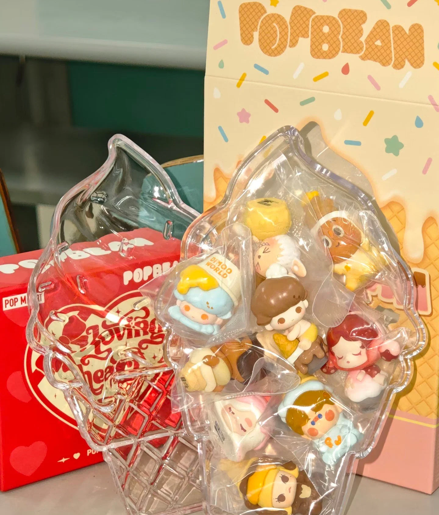 

In Spot Pop Mart Pop Bean Heated Ice Cream Series Figures Blind Box Ice Cream Cone Cup Mini Mystery Box Collectible Toy Gift