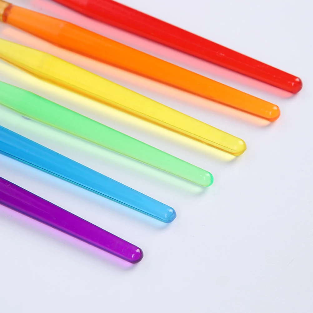 

12Pcs Childrens Painting Brushes Premium Bristle Hair Plastic Handles Metal Tubes for Watercolor Oil Gouache