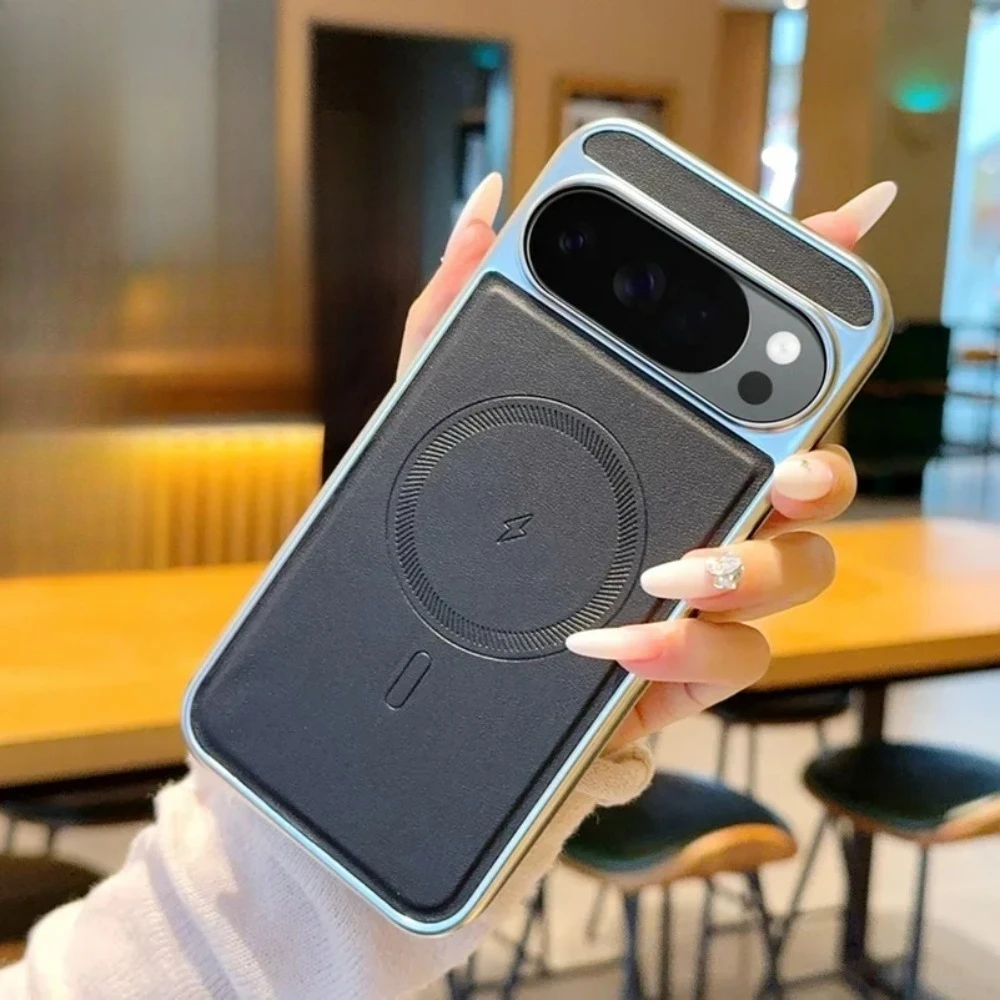 

Luxury Leather Metal Frame Built-in Magnetic Case For Google Pixel 10 9 8 Pro XL Anti-Drop Wireless Charging Protection Cover