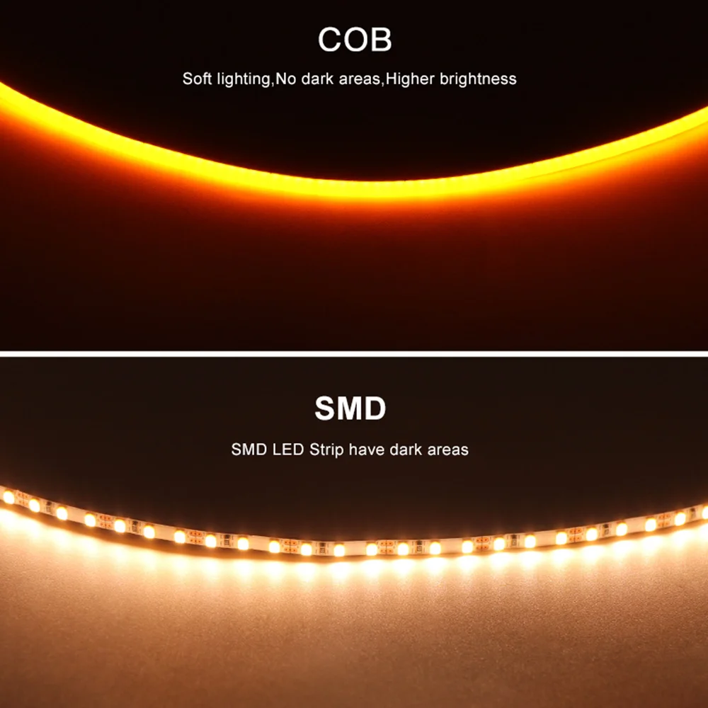 5V 12V 24V 3mm Ultra Narrow COB LED Strip Flxible LED Bar Lights Orange 1800K 2000K 3000k 4000k 6000k Red Green Blue Yellow 5m