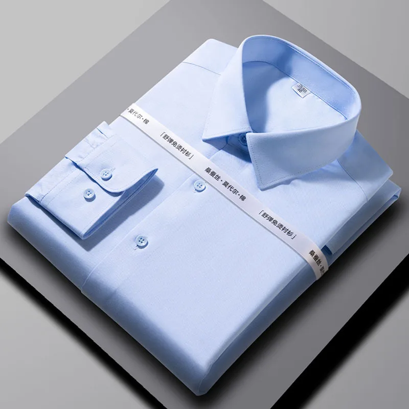 

8XL New Work White Shirts Men Long Sleeve 7XL Causal Classic Solid color Anti-wrinkle Easy Care Men Shirts Long Sleeve Slim Fit
