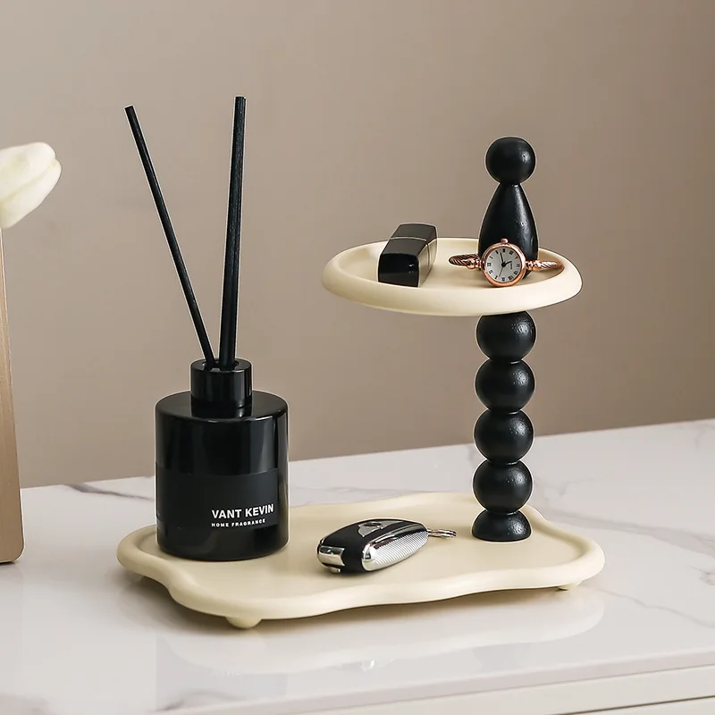 

Entry Entrance Key Storage Ornament Bedroom Living Room Light Luxury Creative Double-layer Modern Simple Home Decoration Tray