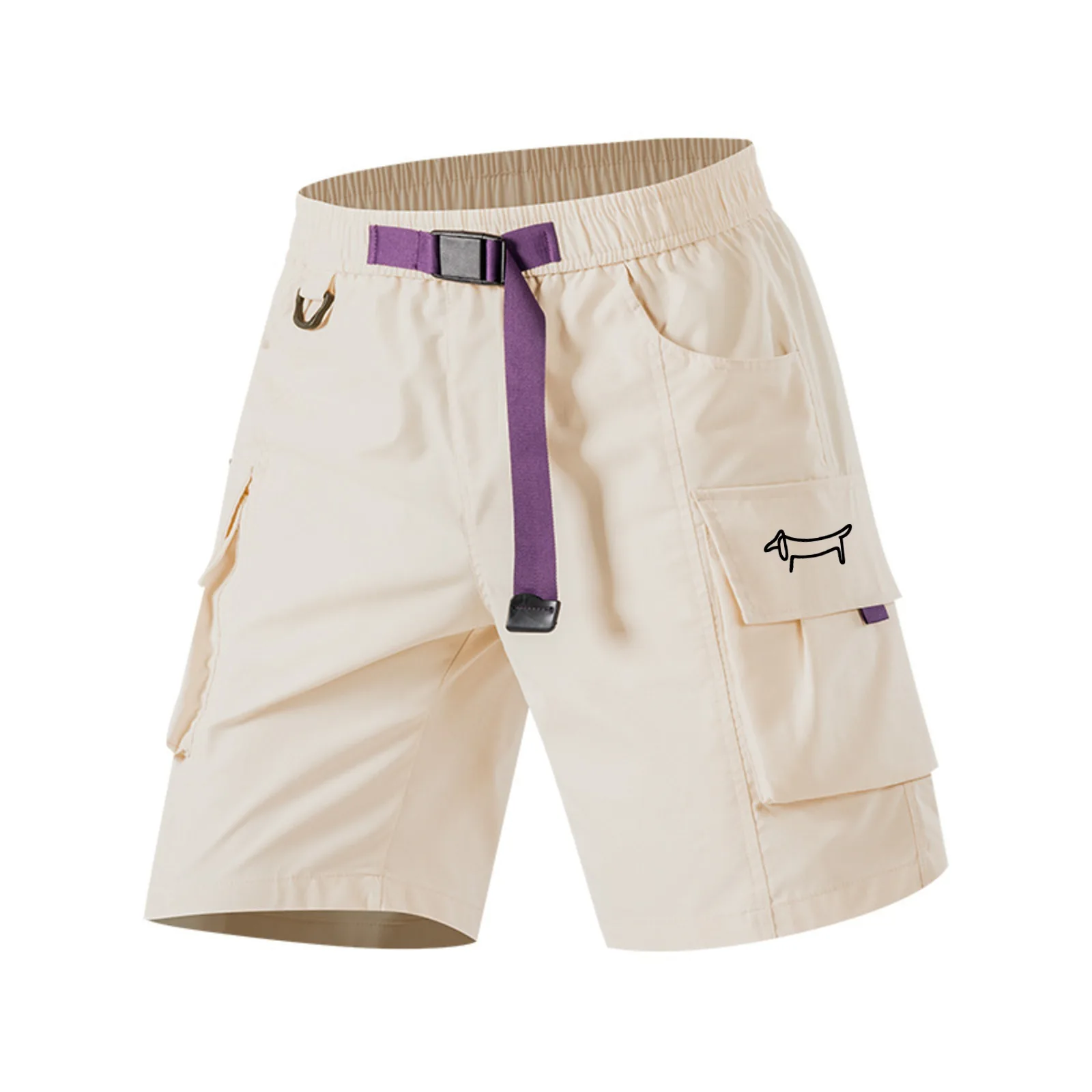 Men Golf Short Cargo Shorts with Belt Elastic Waist Multi Pockets Outdoor Hiking Travel Work Shorts Casual Loose Tactical Short