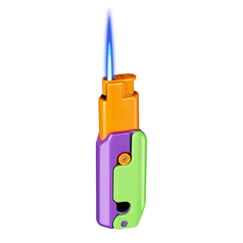 Inflatable Blue Flame Lighter, Fun Gravity Radish Decompression, Windproof, Direct Charge, Hot Selling, High Quality