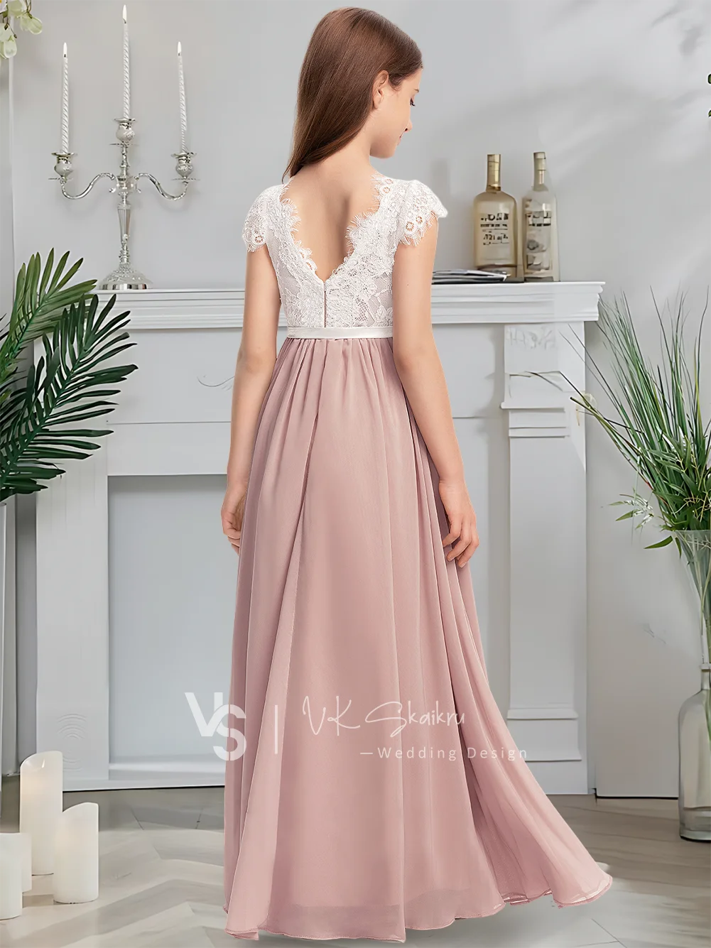 Элегантное шифоновое кружевное атласное платье трапециевидной формы длиной до пола с бантом. Красивое платье с цветочным узором для девочек на свадьбу.