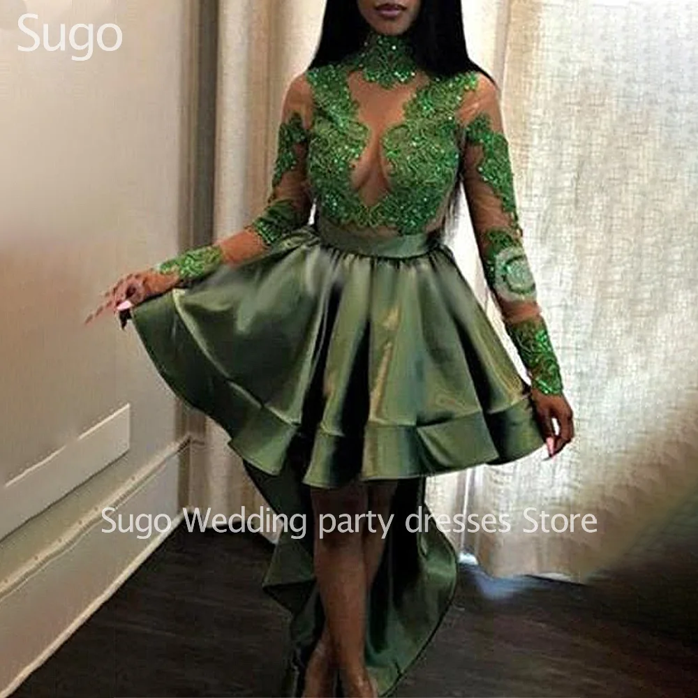 

Customized Luxury Beads Cocktail Dresses for Special Events High-Neck Long Sleeve A-Line Prom Party Birthday Mini Dress 2025