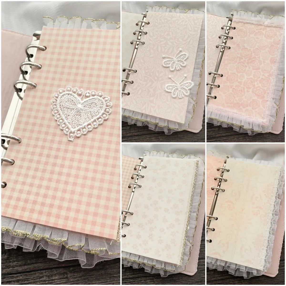 Loose-leaf Lace Paper for A6 Journal, 6 Holes Handmade Lace Inner Page 172x95mm for Scrapbook, Retro Decorative Partition Page - view 3