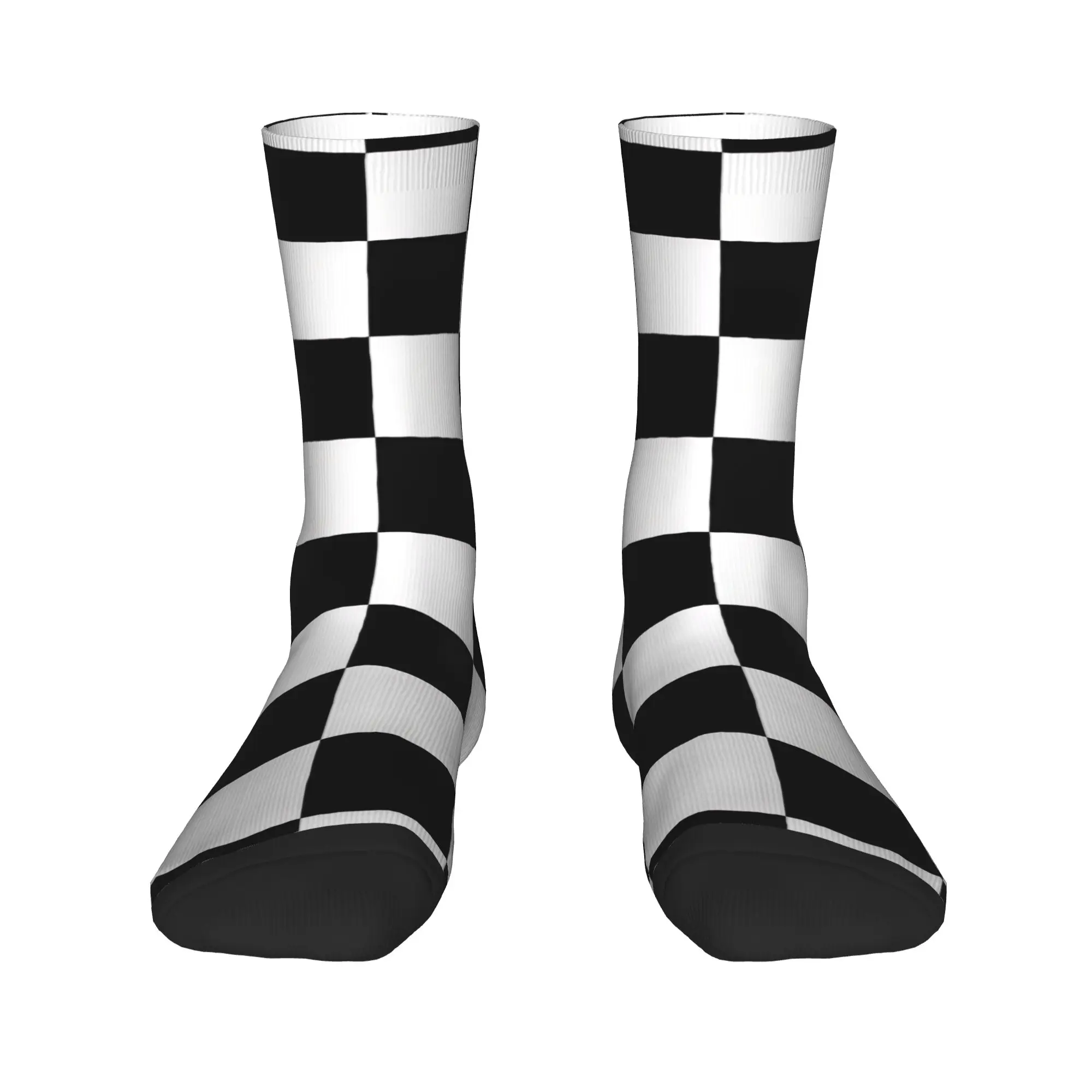 Unisex Men Socks Black and white check  Stockings Autumn Fashion Warm Soft Socks Graphic Running Sports Anti-Slip Socks