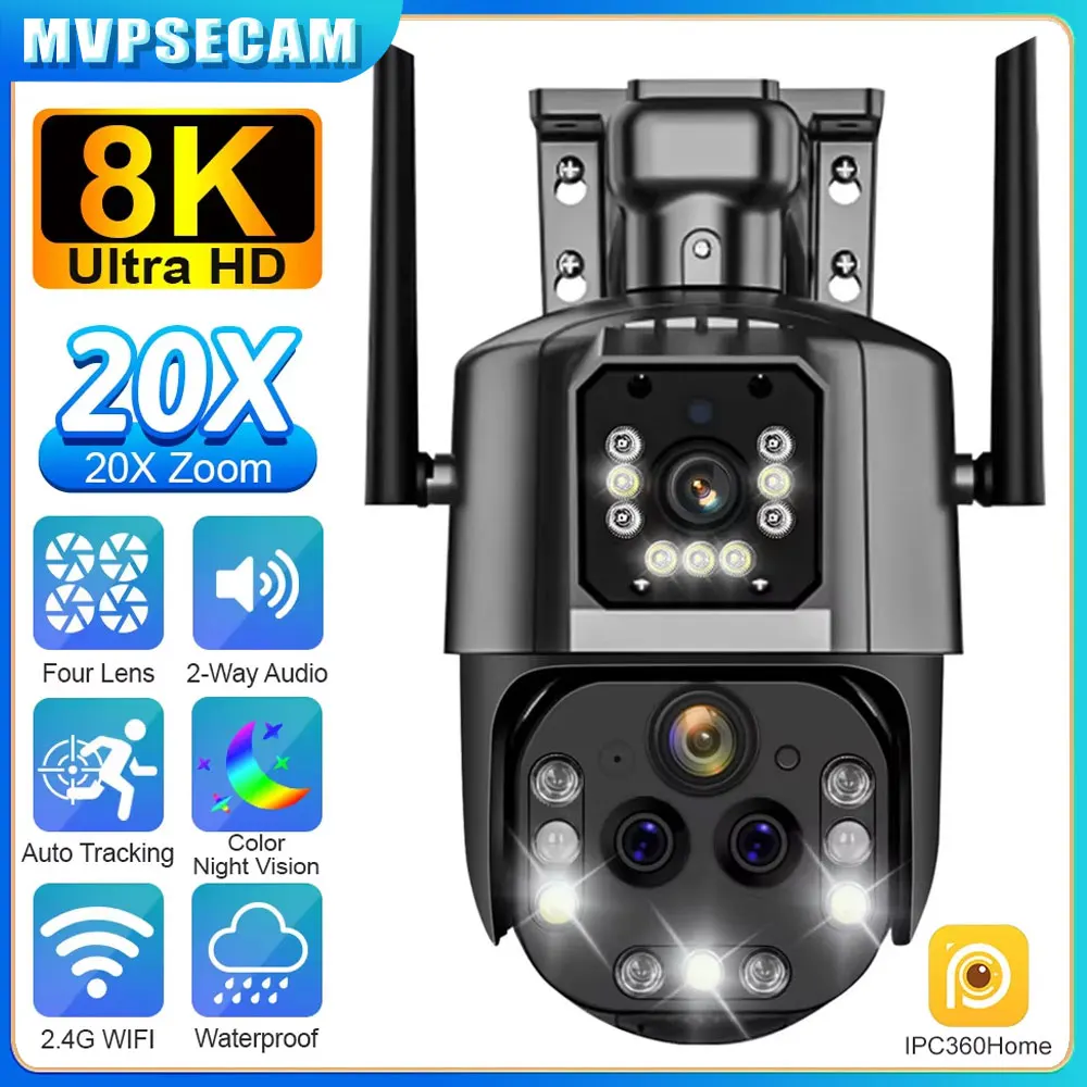 

8K 16MP WiFi PTZ IP Camera Ultra-long Distance 100M-150M Outdoor 20X Zoom AI Auto Tracking Human Waterproof Security CCTV Camera