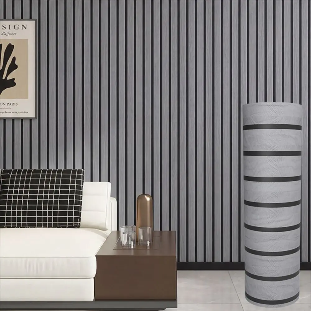 Self-Adhesive Imitation Wood Grain Wallpaper Peel and Stick Thickened Grid Panel Wall Sticker DIY Wear-Resistant Wall Decoration