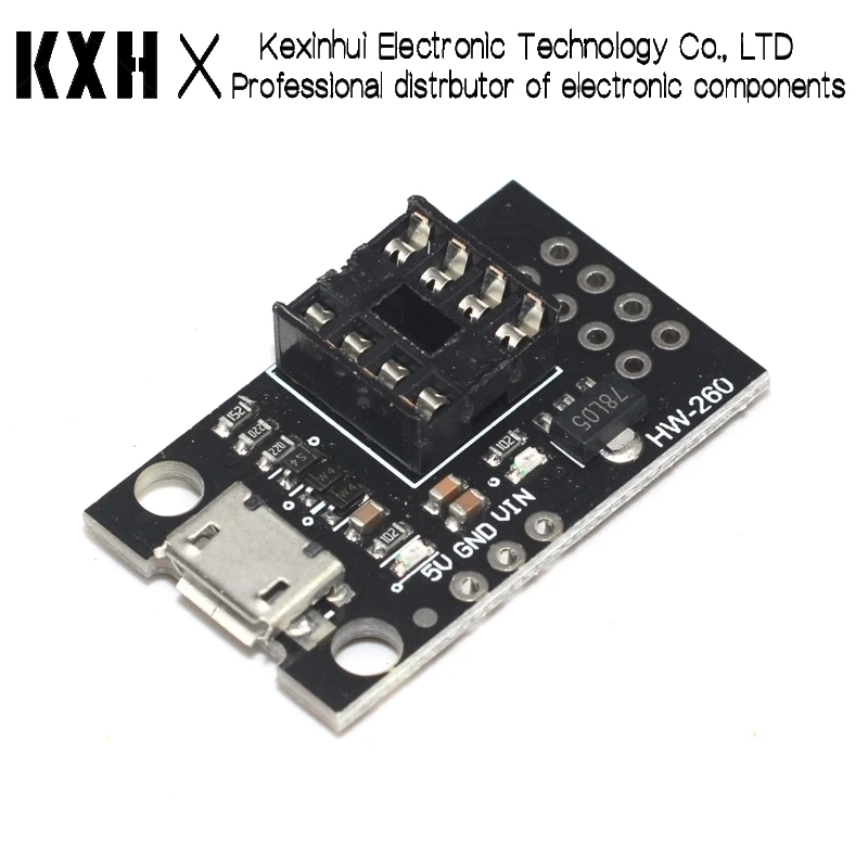 プラグイン可能な ATTINY 開発ボード ATtiny13A/ATtiny25/ATtiny45/ATtiny85 プログラミングエディタマイクロ USB 電源コネクタ