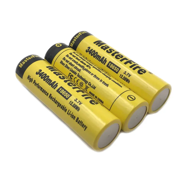 4 unids/lote MasterFire Original 12.58Wh 3400mah 3,7 V 18650 batería de litio recargable de alto rendimiento para baterías de ordenador portátil