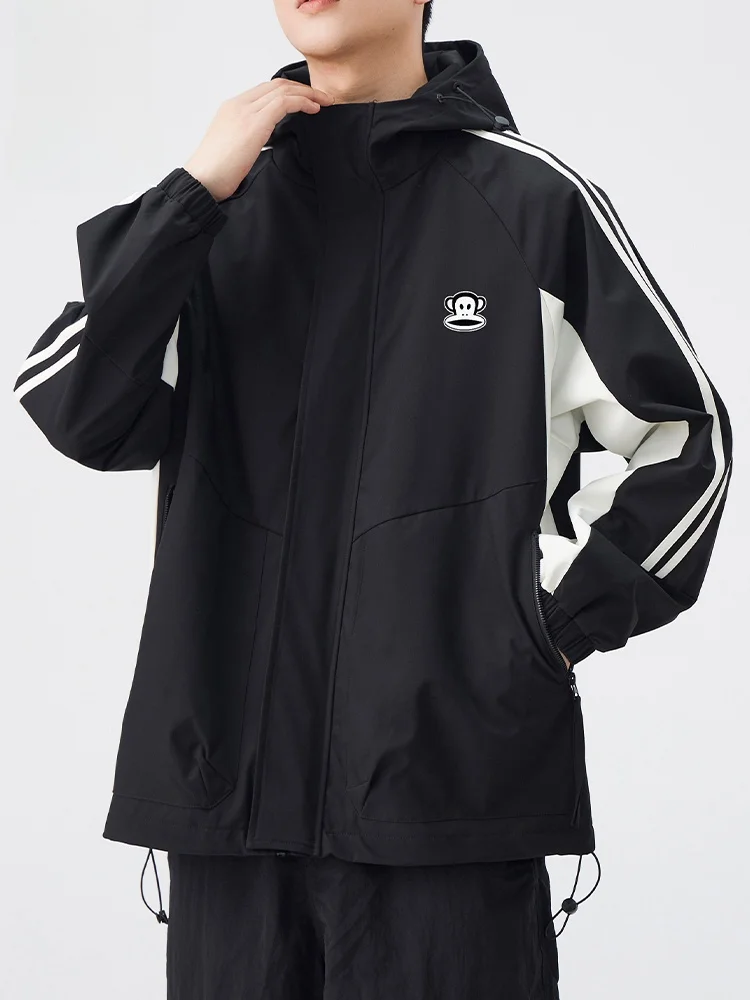 

PaulFrank Loose Fit Casual Men's Outdoor Climbing Jaet Waterproof Polyester Spring Autumn Hooded Zipper ket Faionable