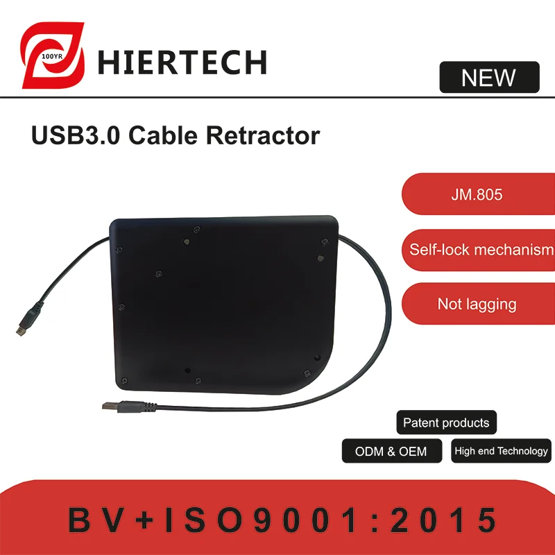 Hiertech Tensile-Resistant and Wear-Resistant Usb3.0 Automatic Cable Retractor with Self-Locking Function 1.98m Universal Cable Organizer for Computer USB Drives and Notebook Devices