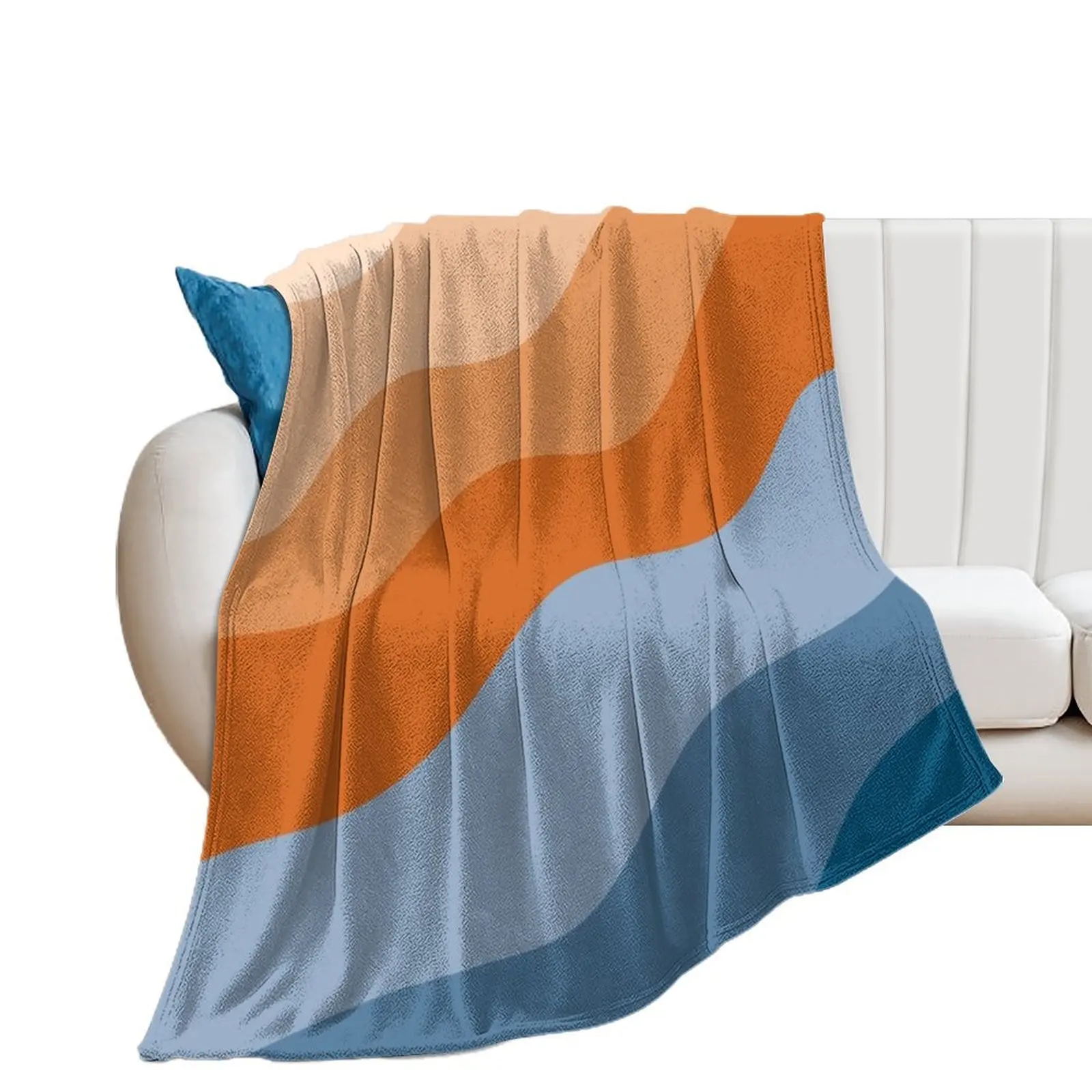 

Blue and Orange Waves Throw Blanket sofa bed Warm Comforter Blankets