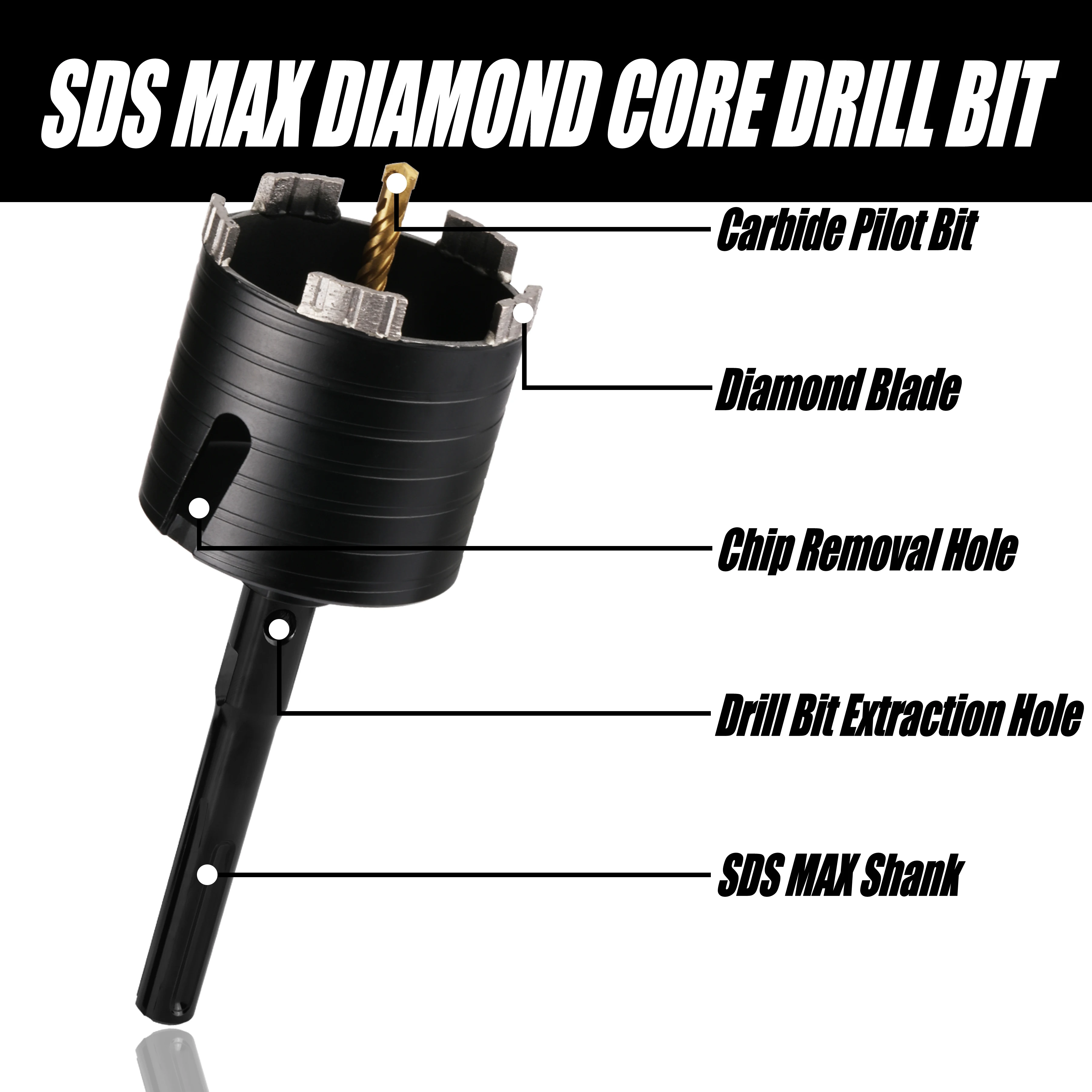 68/72/82mmセメント乾式ダイヤモンドホールソードリルビット、SDSマックスアダプター付き、コンクリート壁コアドリルビット、レンガ壁ブロック石材用