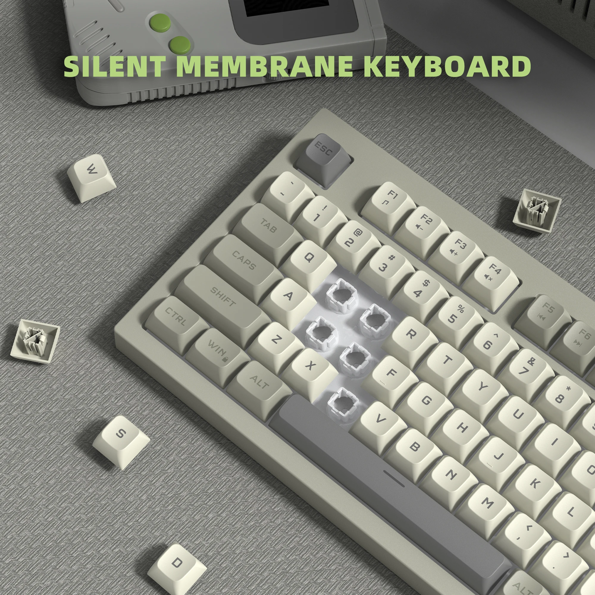 WOMIER DK98 لوحة مفاتيح سلكية للألعاب، مفاتيح غشائية صامتة مع مقبض مستوى الصوت، مضادة للظلال، مقاومة للرذاذ للاعبين الكمبيوتر المحمول