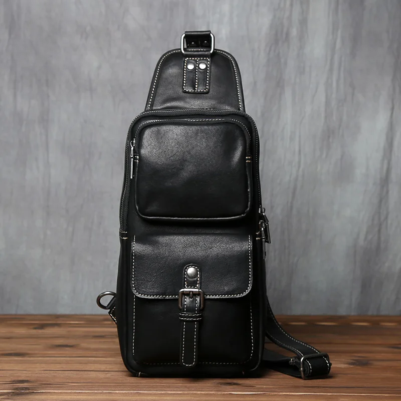 Neue Echtes Leder männer Brust Tasche Handgemachte Top Schicht Rindsleder Umhängetasche Große Kapazität Schulter Tasche Trendy männer tasche NZPJ – Detail 6