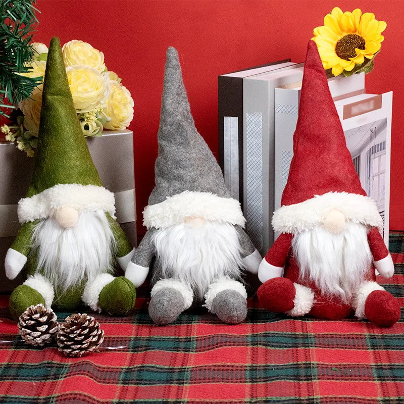 Dekorasi Natal kurcaci boneka meja Natal mewah dekorasi Santa Claus buatan tangan dekorasi Elf Natal ornamen jendela hadiah